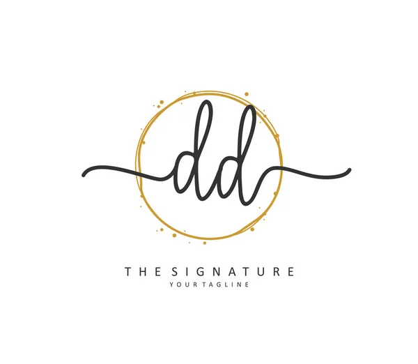 Initiële Brief Handschrift Handtekening Logo Een Concept Handschrift Eerste Logo — Stockvector