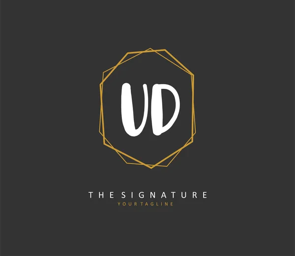 Initiële Brief Handschrift Handtekening Logo Een Concept Handschrift Eerste Logo — Stockvector