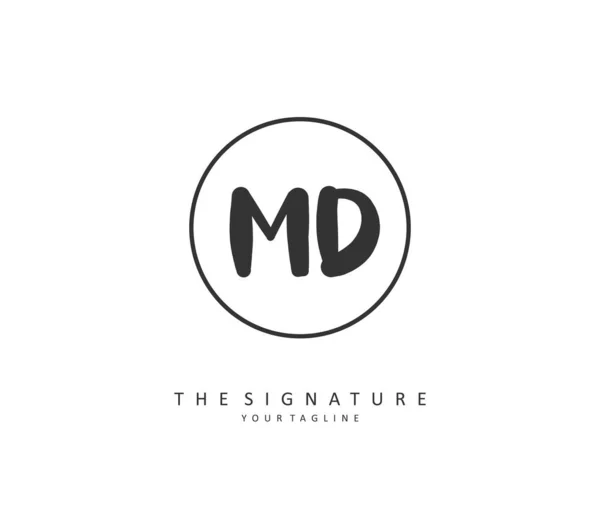 Initiële Brief Handschrift Handtekening Logo Een Concept Handschrift Eerste Logo — Stockvector