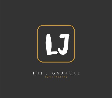 LJ ilk harf el yazısı ve imza logosu. Şablon ögesine sahip bir konsept el yazısı logosu.