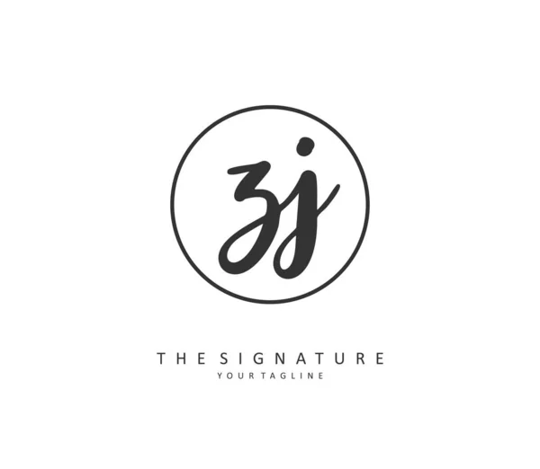 Z頭文字の手書きと署名のロゴ テンプレート要素付きのコンセプト手書きの初期ロゴ — ストックベクタ