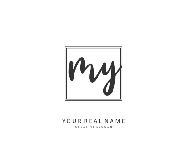 Minha Letra Inicial Caligrafia Logotipo Assinatura Logotipo Inicial Caligrafia Conceito — Vetor de Stock