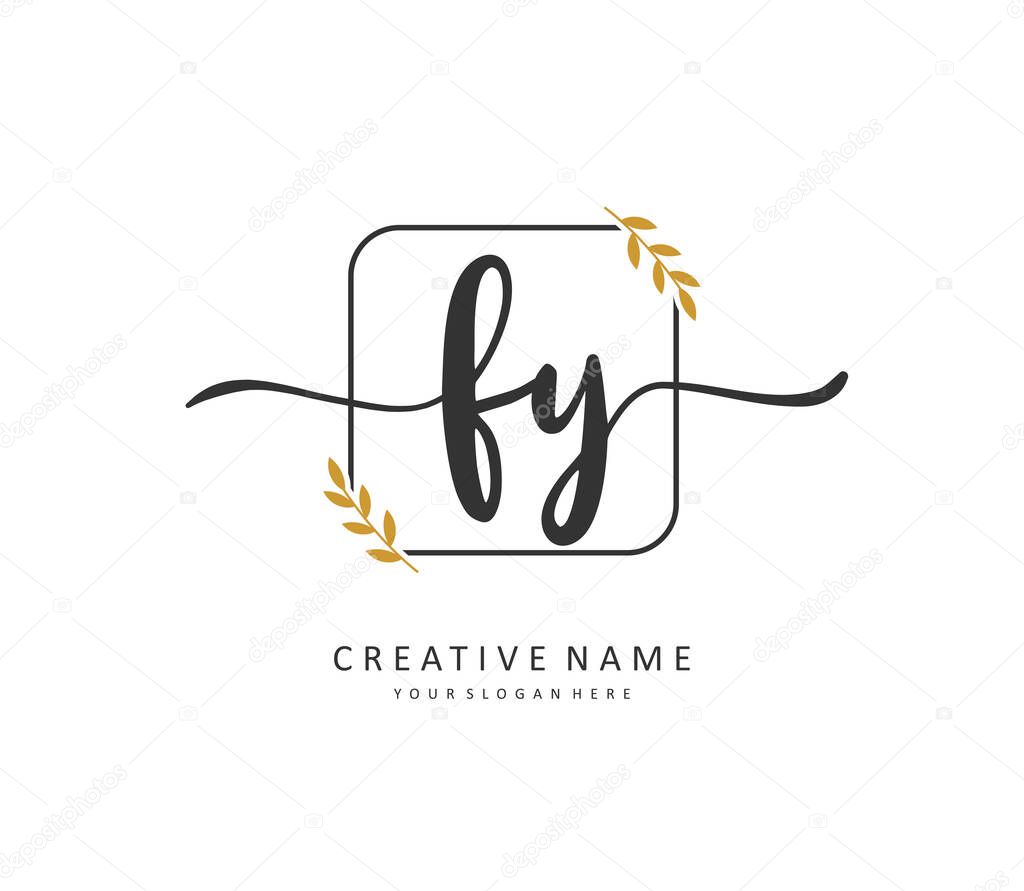 FY Initial letter handwriting and signature logo. A concept handwriting initial logo with template element.