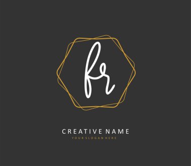İlk harf el yazısı ve imza logosu. Şablon ögesine sahip bir konsept el yazısı logosu.