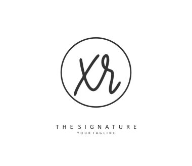 XR ilk harf el yazısı ve imza logosu. Şablon ögesine sahip bir konsept el yazısı logosu.