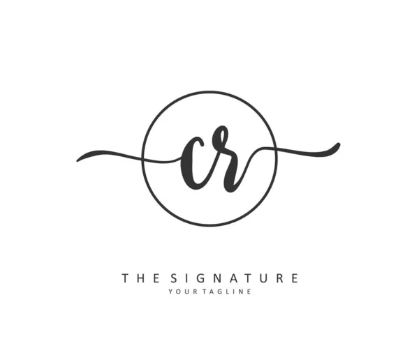 Cr頭文字の手書きと署名のロゴ テンプレート要素付きのコンセプト手書きの初期ロゴ — ストックベクタ