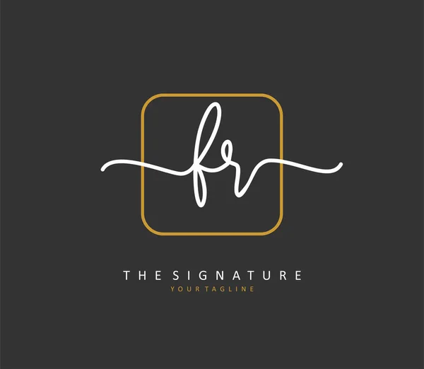 Fr頭文字の手書きと署名のロゴ テンプレート要素付きのコンセプト手書きの初期ロゴ — ストックベクタ