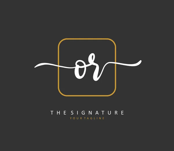 または最初の手紙の手書きと署名のロゴ テンプレート要素付きのコンセプト手書きの初期ロゴ — ストックベクタ