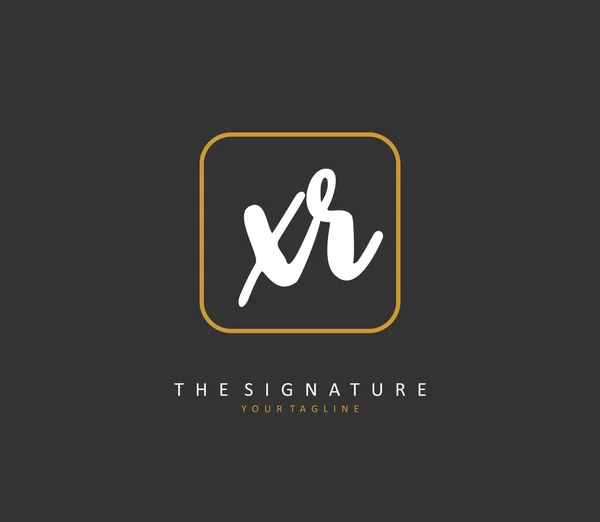 Xr頭文字の手書きと署名のロゴ テンプレート要素付きのコンセプト手書きの初期ロゴ — ストックベクタ