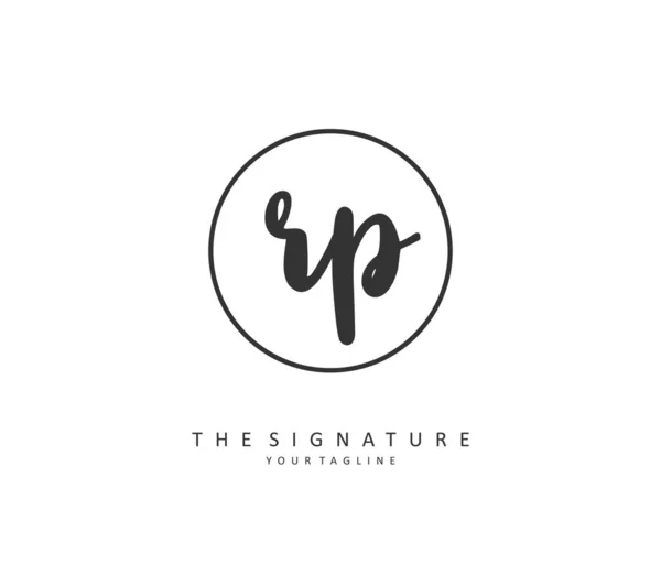 Rp頭文字の手書きと署名のロゴ テンプレート要素付きのコンセプト手書きの初期ロゴ — ストックベクタ
