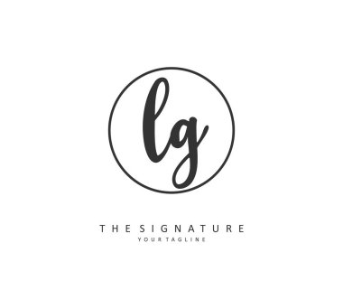 LG ilk harf el yazısı ve imza logosu. Şablon ögesine sahip bir konsept el yazısı logosu.