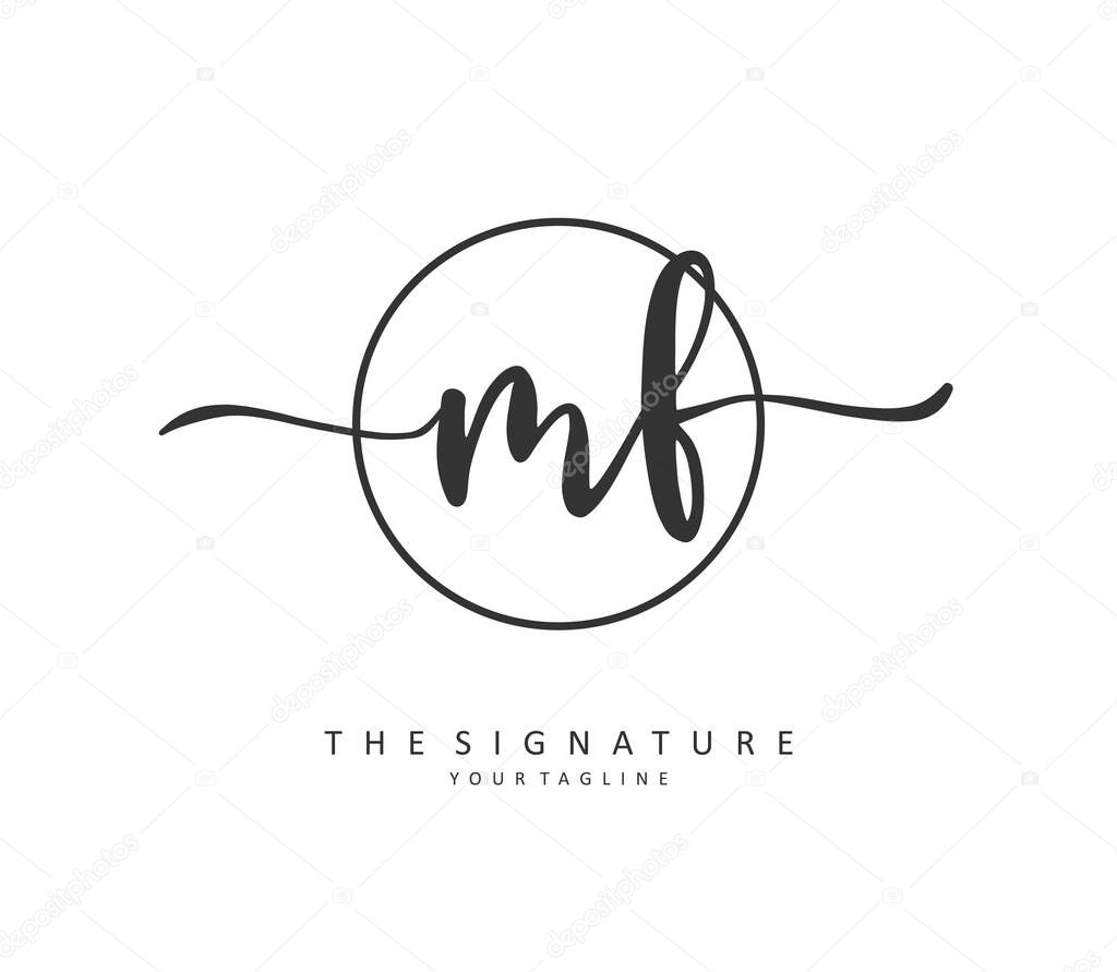 MF Initial letter handwriting and signature logo. A concept handwriting initial logo with template element.
