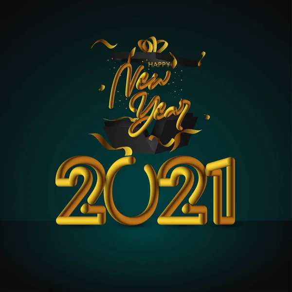 Šťastný Nový Rok 2021 Trubka Text Vektorový Design Pro Banner — Stockový vektor