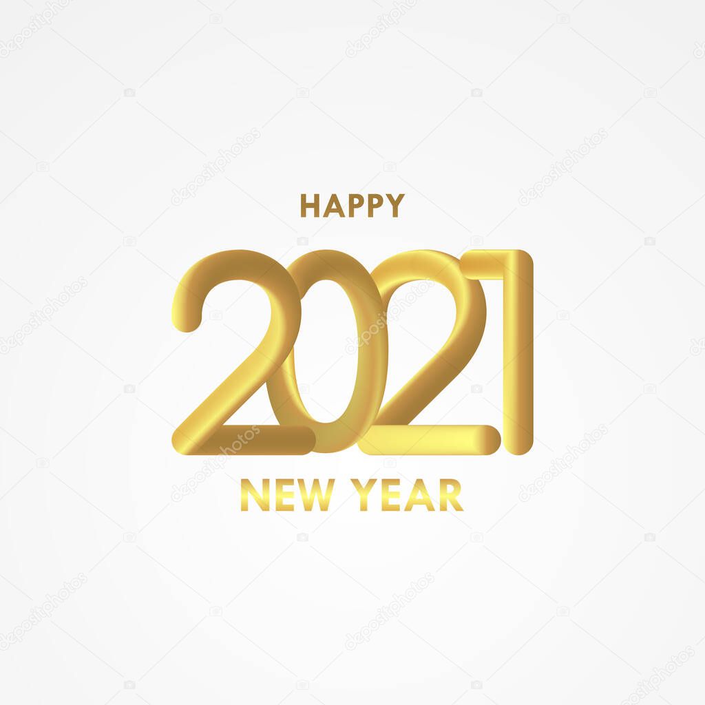 Happy New Year 2021 With 3d Tube Text Vector Design For Banner Print and Greeting Background