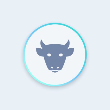 cattle icon, cattle farm sign, cow head front view, cattle ranch round icon, vector illustration