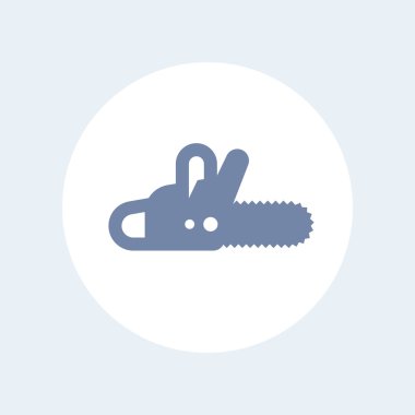 Chainsaw icon, chain saw, logging equipment, chainsaw pictogram, logging isolated icon, vector illustration