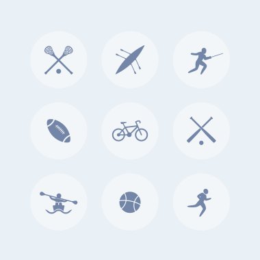 College sports isolated icons, sports symbols, vector illustration