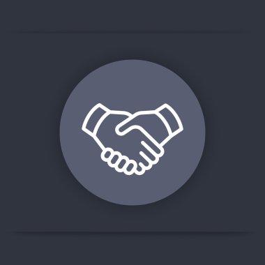 el sıkışma çizgi simgesi, işbirliği, anlaşma, ortaklık düz simge, vektör illüstrasyon