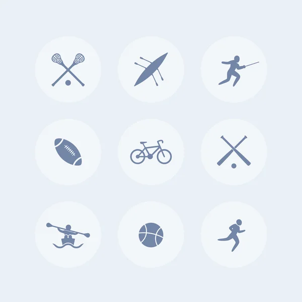 College sports isolated icons, sports symbols, vector illustration — 图库矢量图片