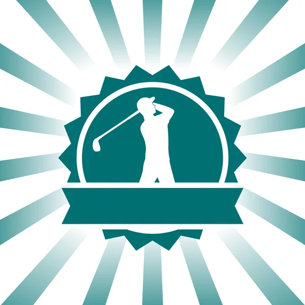 Golf sign, vintage badge, sign, logo with man golf player, golfer swinging golf club, vector illustration — Stockvector