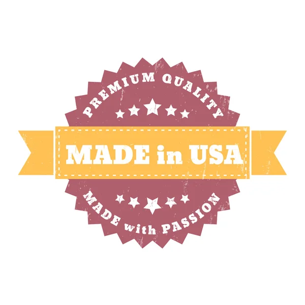 Made in USA, készült szenvedély Vintage jel, jelvény, vektor illusztráció — Stock Vector