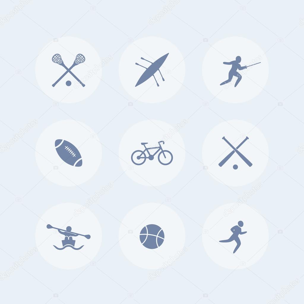 College sports isolated icons, sports symbols, vector illustration
