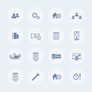 16 finans, maliyetler, izole vergi simgeler, fiyatlar, finans sembollerin, vektör çizim