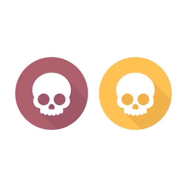 Icono del cráneo, icono redondo plano aislado en blanco, símbolo del cráneo, pictograma de cráneo simple, ilustración vectorial — Vector de stock