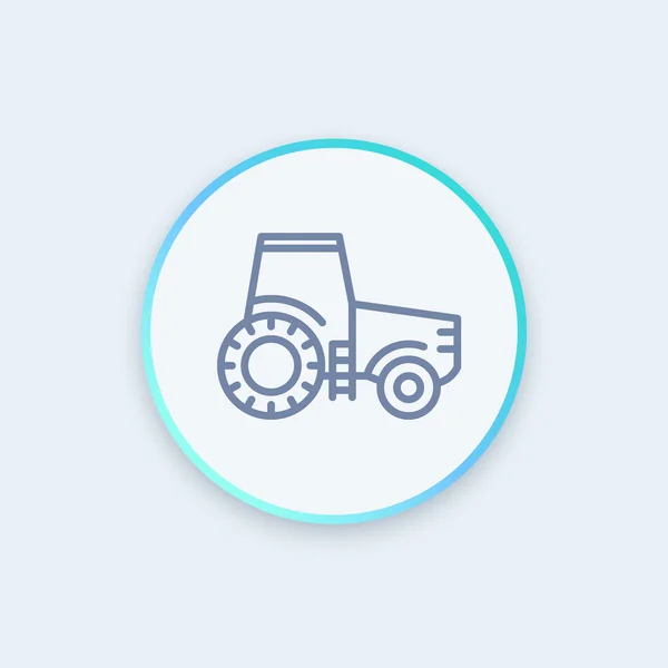 Ícone da linha do trator, agromotor, ícone elegante redondo da maquinaria agrícola, ilustração do vetor — Vetor de Stock