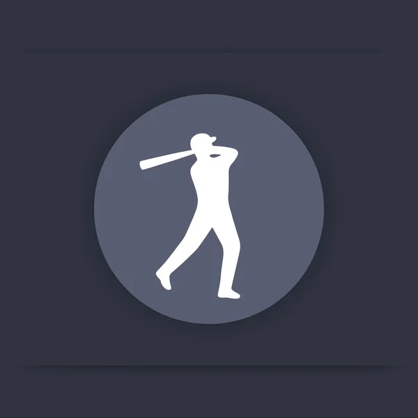 Иконка бейсбола, бейсболист на плоской иконке летучей мыши, векторная иллюстрация — стоковый вектор