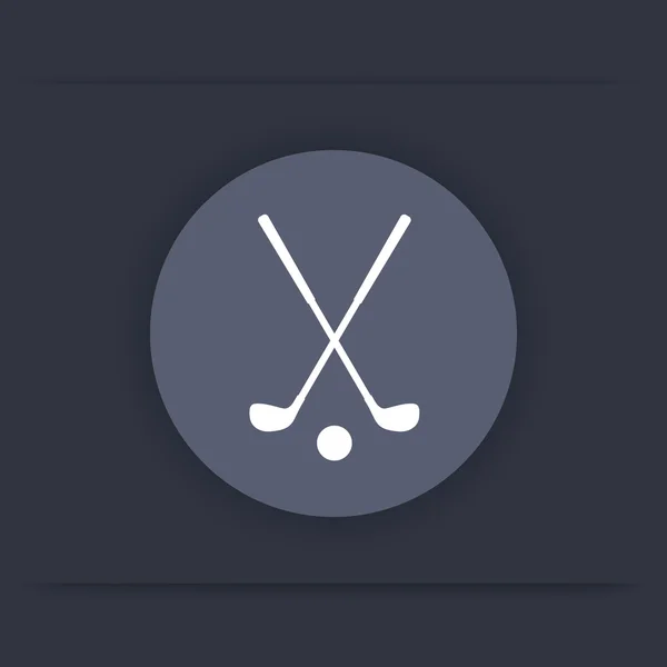 Icône de golf, clubs de golf croisés et balle icône ronde plate, illustration vectorielle — Image vectorielle