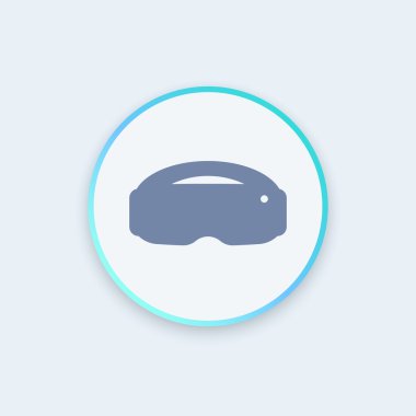sanal gerçeklik kulaklık, sanal gerçeklik gözlük piktogram, kutsal kişilerin resmi, vektör çizim yuvarlak vr kask simgesi, vr kulaklık işareti