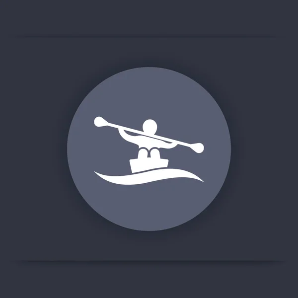 Icono de remo, icono de kayak, signo de remo, icono de piragüismo, pictograma de remo, icono plano redondo, ilustración vectorial — Archivo Imágenes Vectoriales