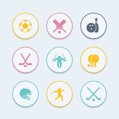 sport, games, competition icons, sport symbols, color round icons, vector illustration clipart