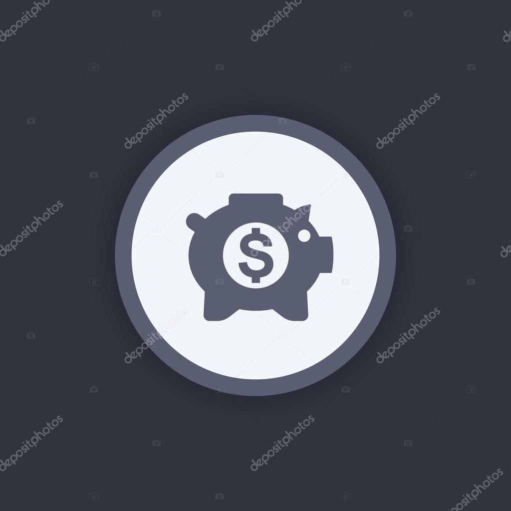 Moneybox icon, savings symbol, money box pig, piggy bank, income, banking, savings icon, vector illustration