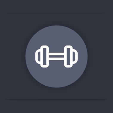 halter simgesi, halter işareti, halterli yuvarlak çizgi simgesi, harita için spor salonu işareti, halter gri simgesi, vektör çizimi