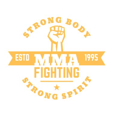 Mma mücadele logosu, işaret, mma t-shirt tasarımı, baskı beyaz izole, vektör illüstrasyon