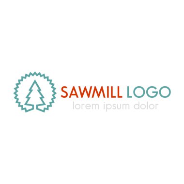 Sawmill logo hattı tasarım şablonu, kereste fabrikası işareti, vektör illüstrasyon