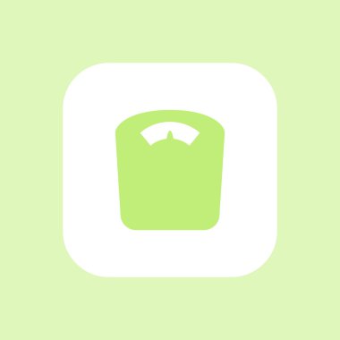 ölçekler, beyaz diyet düz simgesi, ölçekler piktogram, vektör illüstrasyon