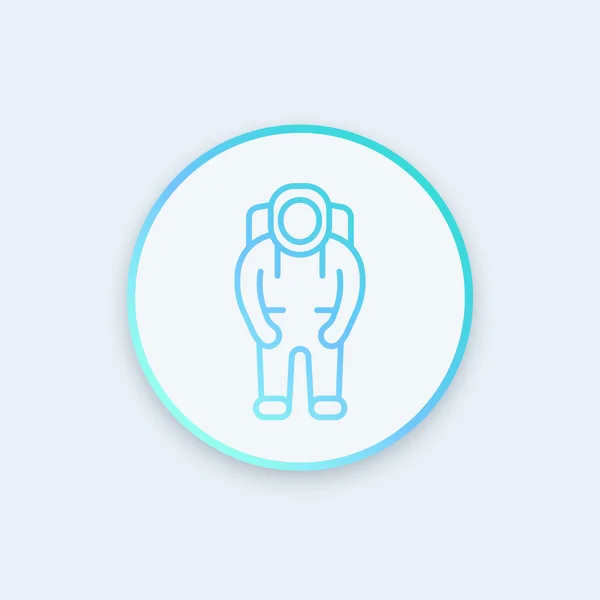 Ikona linii astronauty, ikona kombinezonu kosmicznego, piktogram astronauty, okrągła, stylowa ikona, ilustracja wektorowa — Wektor stockowy
