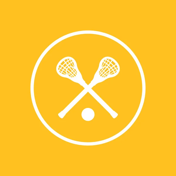 Icono de lacrosse, signo, cruces cruzadas, palos de lacrosse y bola, pictograma de lacrosse, icono plano, ilustración vectorial — Archivo Imágenes Vectoriales