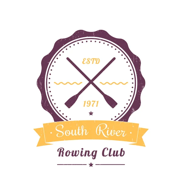 Винтажный логотип клуба Rowing, значок, знак клуба Rowing на белом, векторная иллюстрация — стоковый вектор