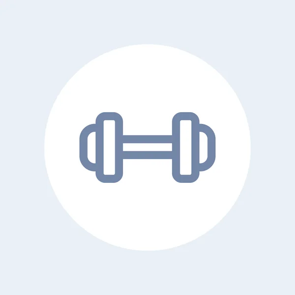 Barbell pictogram, halter teken, lijn pictogram met halter, sportschool teken voor kaart, halter pictogram geïsoleerd op wit, vector illustratie — Stockvector