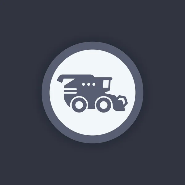 Icono de la cosechadora, símbolo de la máquina cosechadora, cosechadora de grano, ilustración vectorial — Vector de stock