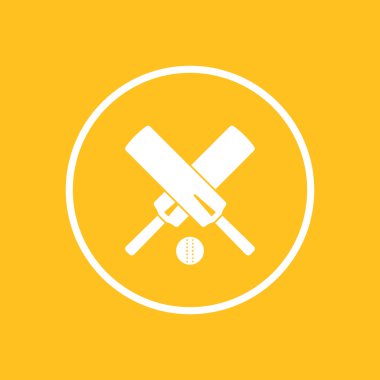 Cricket icon, crossed cricket bats and ball icon, cricket pictogram, sign with cricket bats, vector illustration