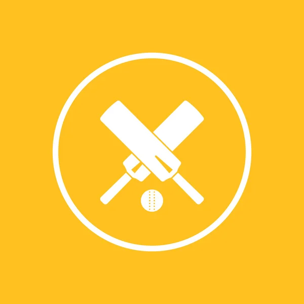 Cricket-Symbol, gekreuzte Cricket-Schläger und Ball-Symbol, Cricket-Piktogramm, Zeichen mit Cricket-Schlägern, Vektorillustration — Stockvektor