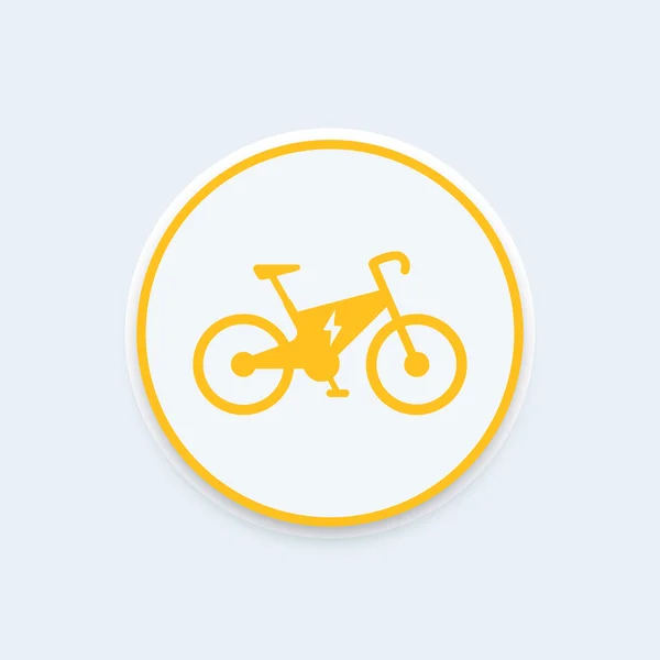 Icono de bicicleta eléctrica, transporte ecológico de la ciudad, signo de bicicleta eléctrica, icono redondo, ilustración de vectores — Vector de stock