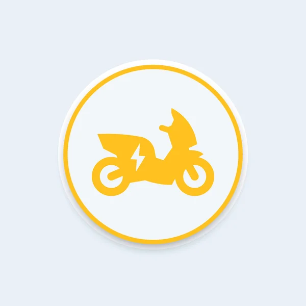 Scooter elétrico, motocicleta ícone redondo, EV, ícone do veículo elétrico, transporte ecológico, ícone de scooter, ilustração vetorial — Vetor de Stock