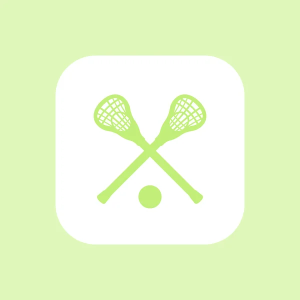 Lacrosse ikon, skylt, lacrosse pinnar och boll, lacrosse piktogram, rundad fyrkantig ikon, vektor illustration — Stock vektor