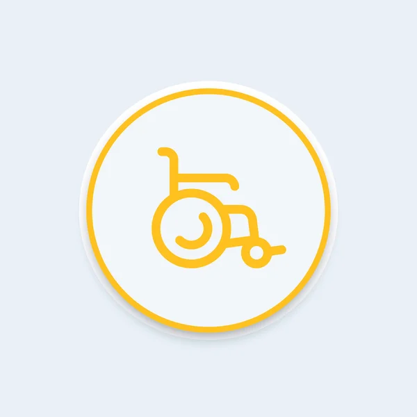 Icono de la silla de ruedas, pictograma de silla de ruedas, icono de línea redonda, ilustración vectorial — Archivo Imágenes Vectoriales